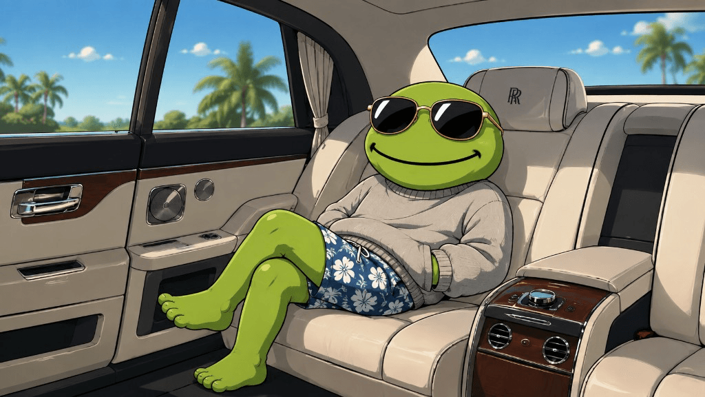 ToadGuy chilling in the backseat of a Rolls-Royce
